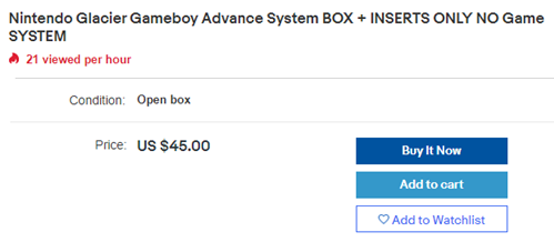 An empty box being sold