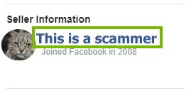 The scam seller's name