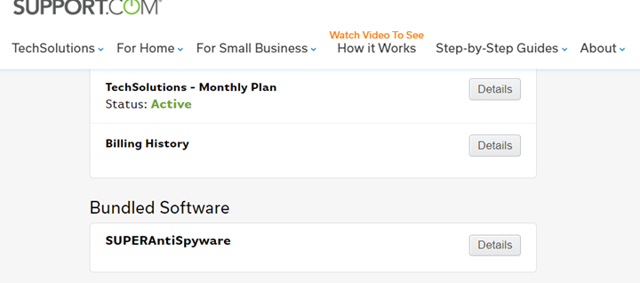 Screenshot of Support.com Website