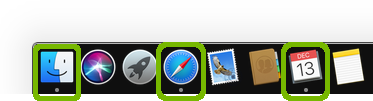 Open apps on Mac Dock highlighted.