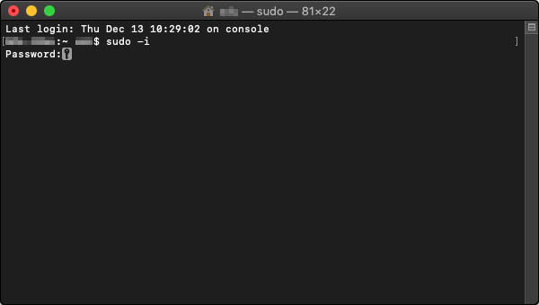 Terminal with sudo -i entered.