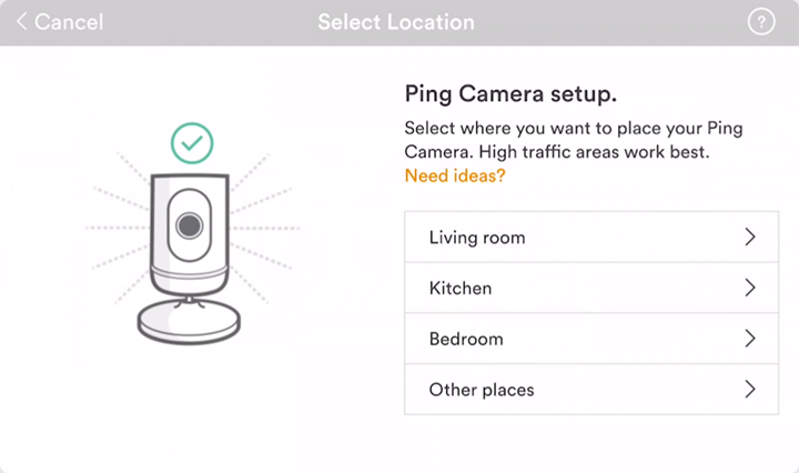 Select Location Ping camera setup