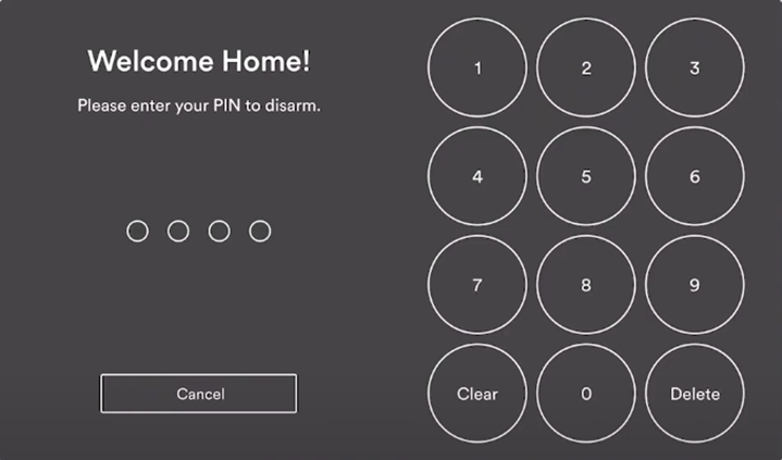 please enter your pin to disarm