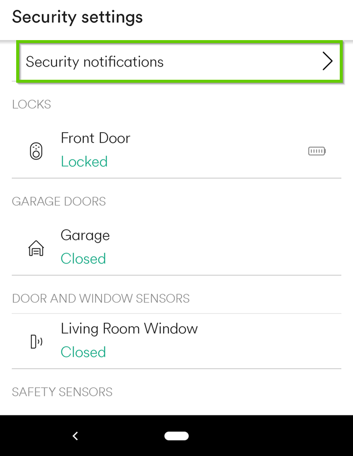 security notifications
