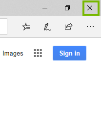 Edge with X highlighted. Screenshot