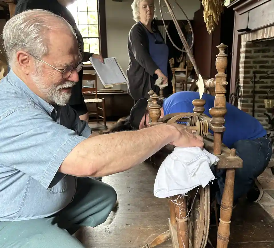 An image of a man working in a workshop at Kilts Farm.
