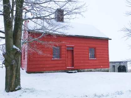 The Red Farm House - Built in the 18th century, was moved to the site from a nearby road and is representative of the original Palatine German home built by Johann Peter Kilts.