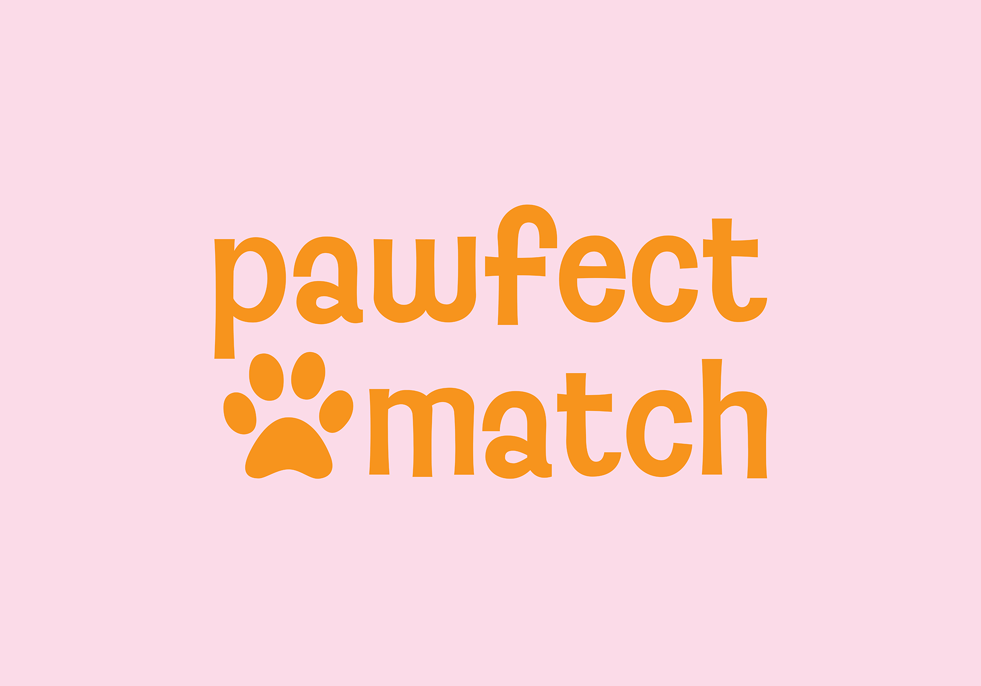 Orange Pawfect Match logo on Pink background 