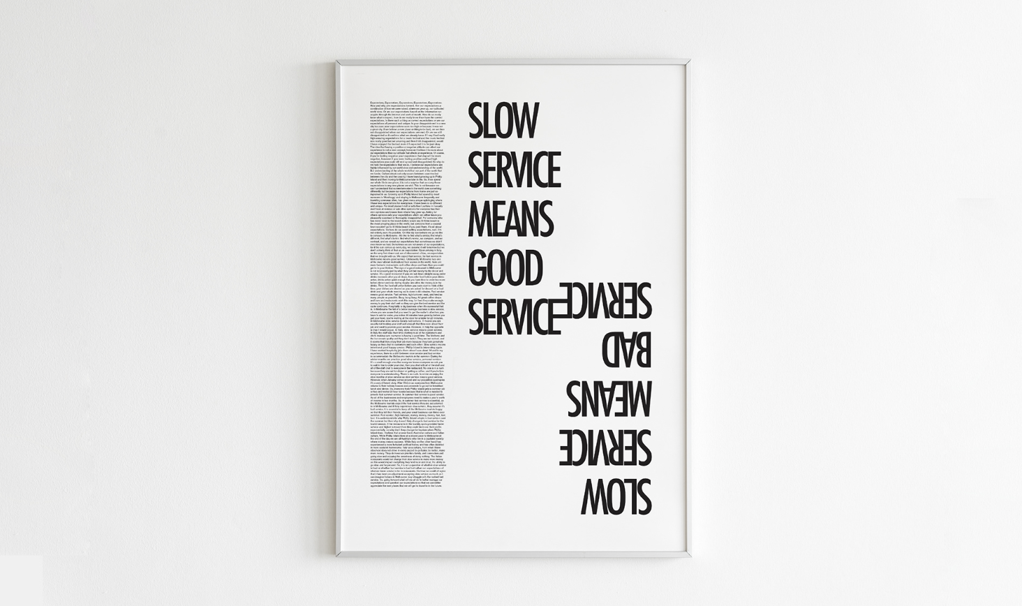 Typography black and white poster on wall