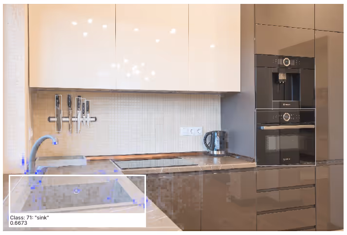 Image model detects a sink is present by using the inferences of the surrounding area, such as the faucet