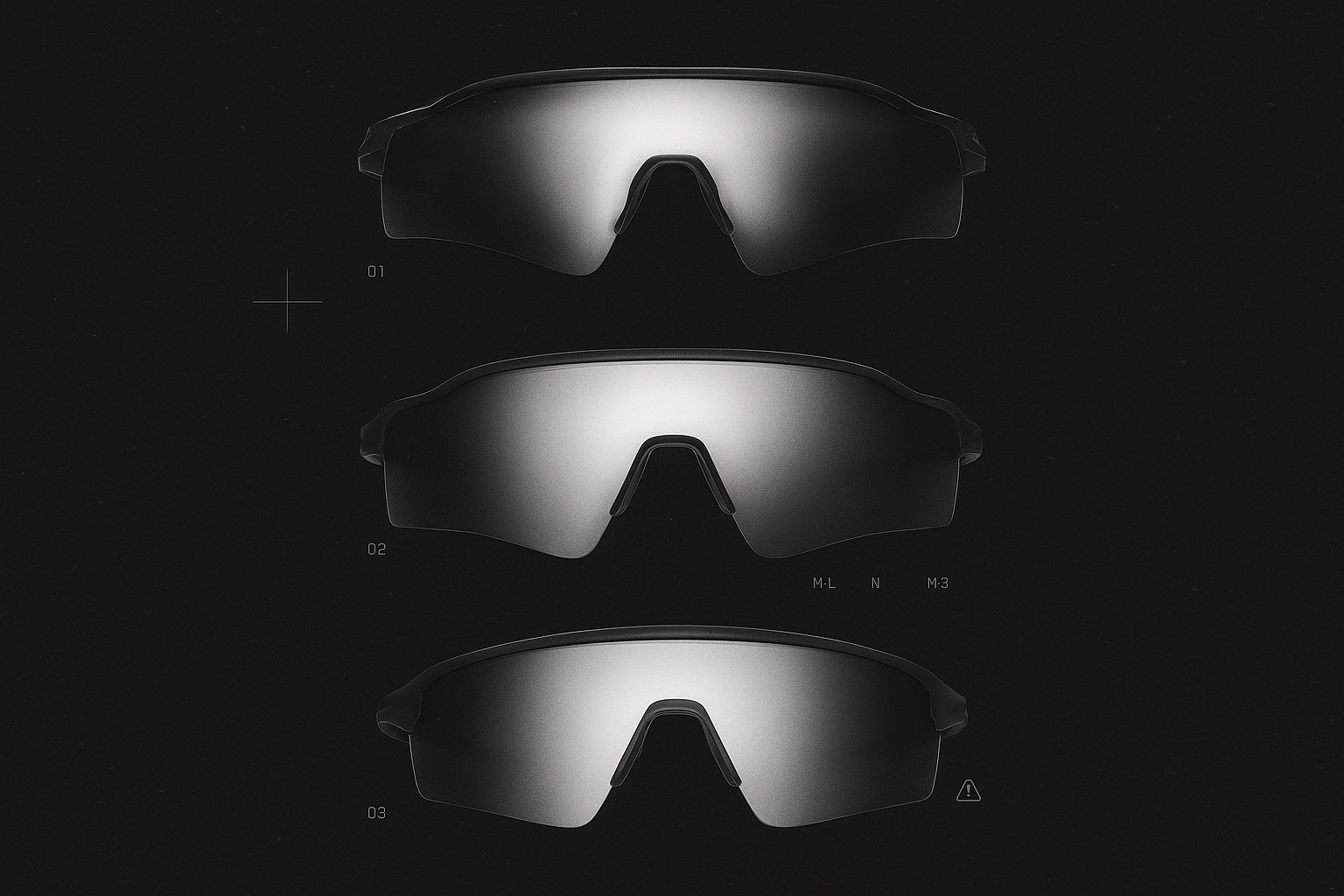 Three variations of sleek sunglasses symbolizing brand rebranding evolution featured on Studio Wisdom blog
