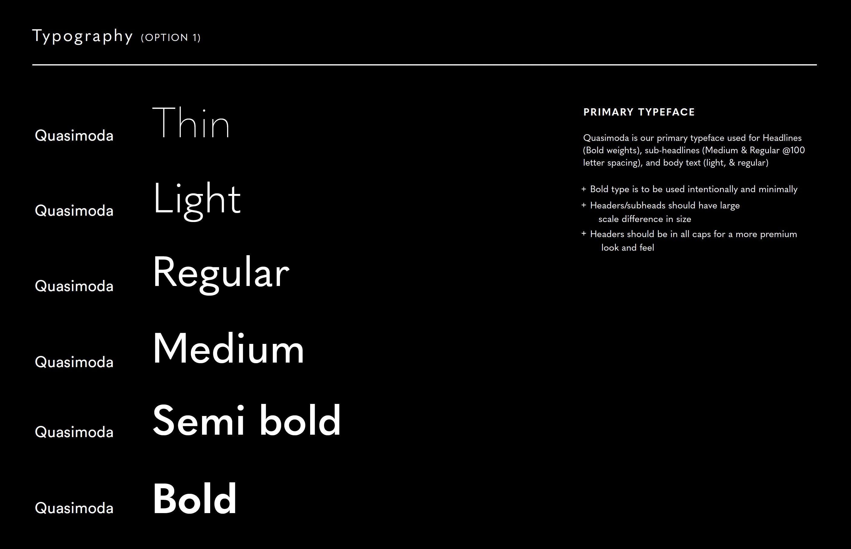 BodyGuardz typography guidelines using Quasimoda font family developed by Studio Wisdom