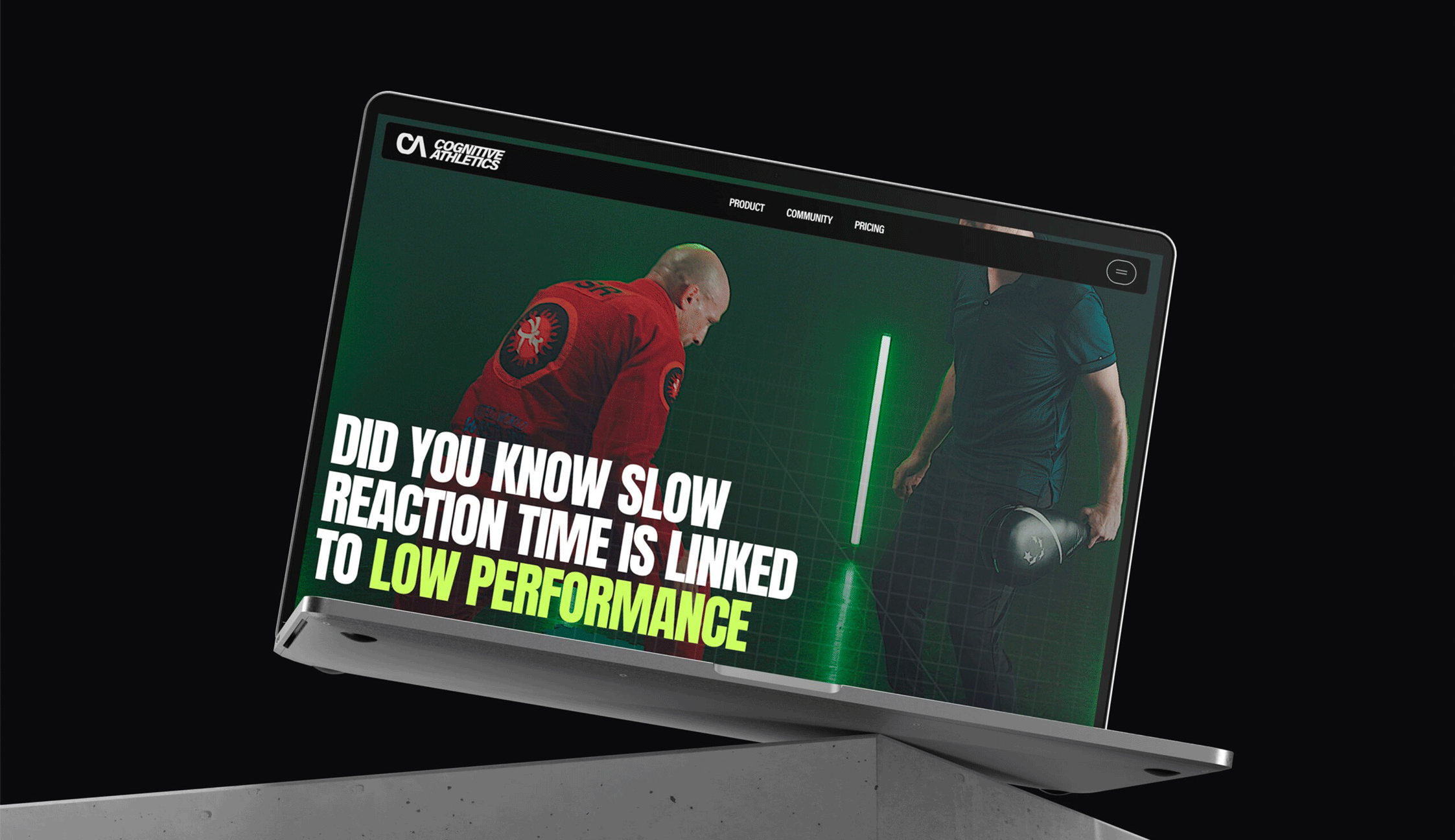 Studio Wisdom brand design showing Cognitive Athletics website design on laptop screen for next-level athletic performance tracking