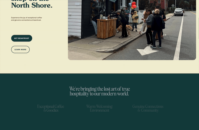 Website design showcasing Beantrust’s homepage design created by Studio Wisdom
