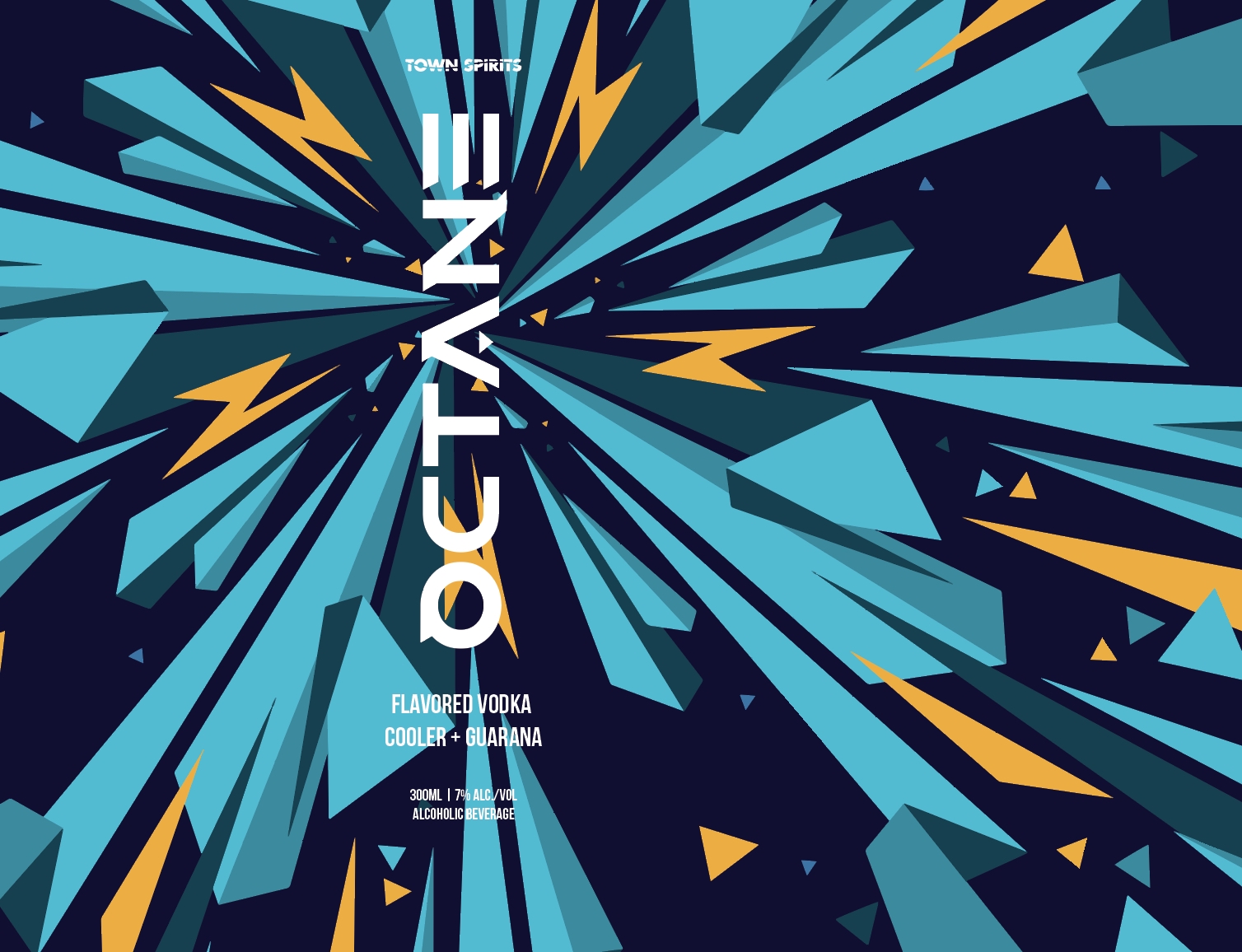 Town Spirits Octane vodka label design with electric burst pattern created by Studio Wisdom