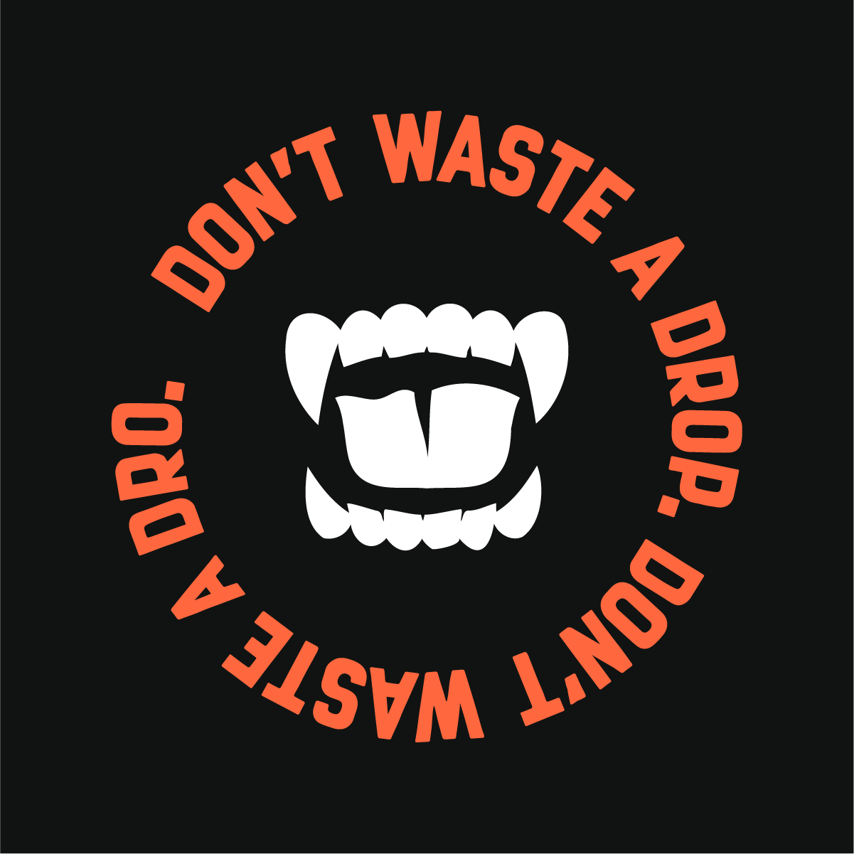 Jungl Coffee brand graphic with gorilla teeth and Don’t Waste A Drop slogan by Studio Wisdom