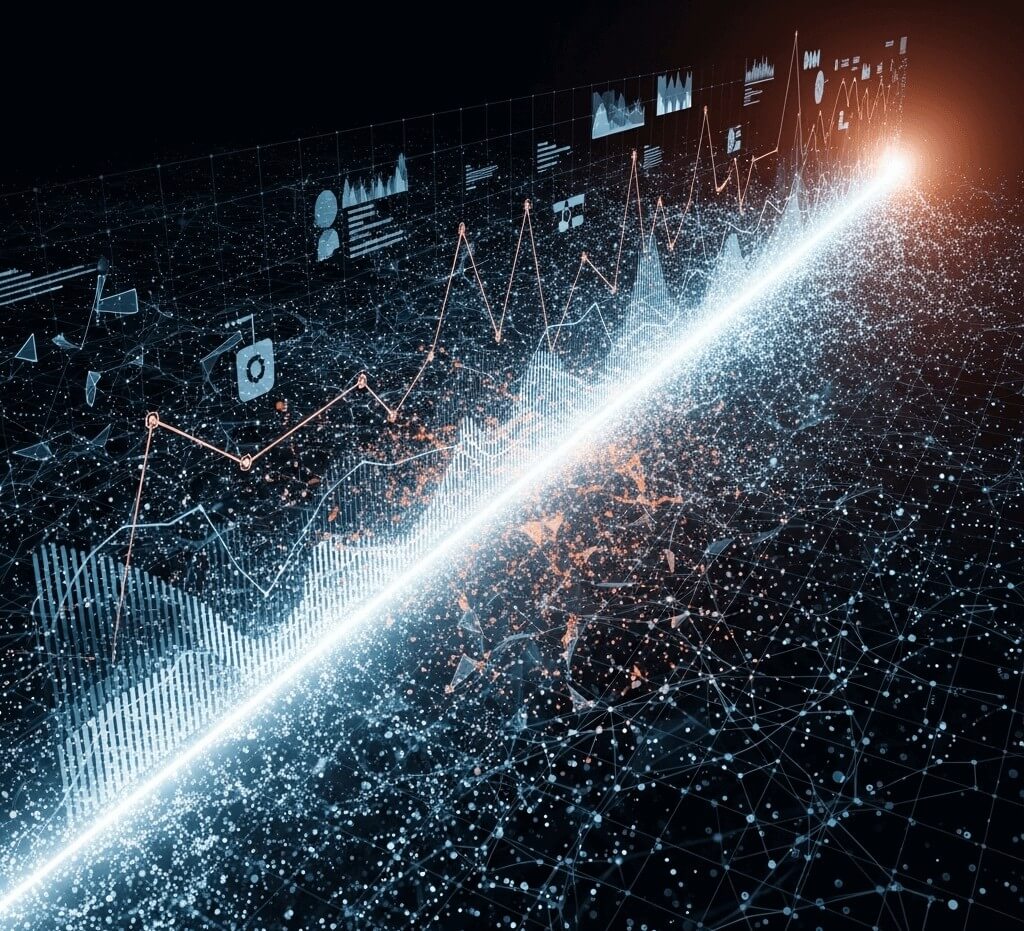 Universe of data, randomness, charts and graphs