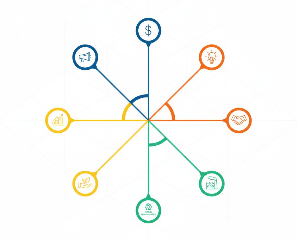 Radar diagram showing the eight areas in which objectives should be set