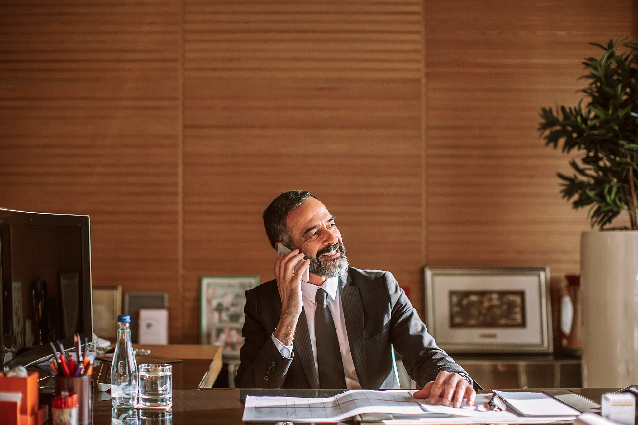Photo of a man during a meeting.