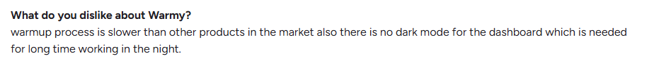 Warmy.io user review on g2.com