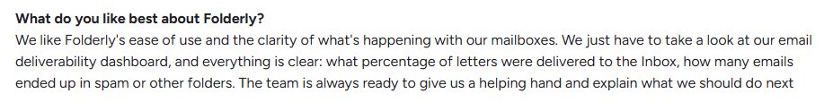 Folderly user review on G2.com