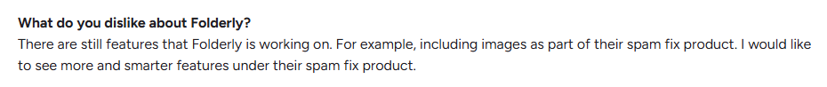 Folderly user review on G2.com