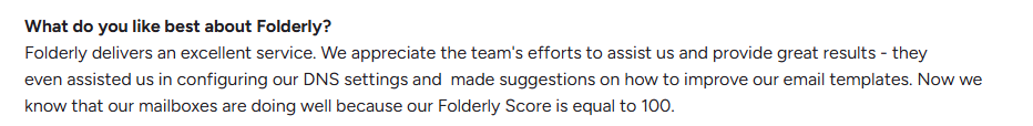 Folderly user review on G2.com