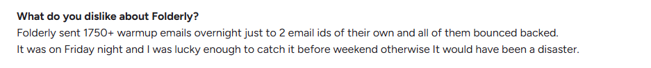 Folderly user review on G2.com