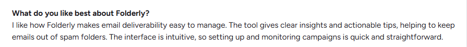 Folderly user review on G2.com