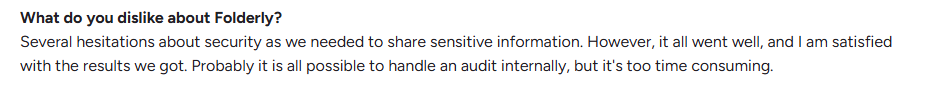 Folderly user review on G2.com