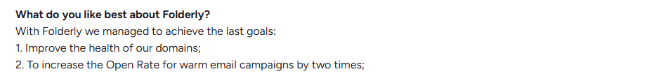 Folderly user review on G2.com