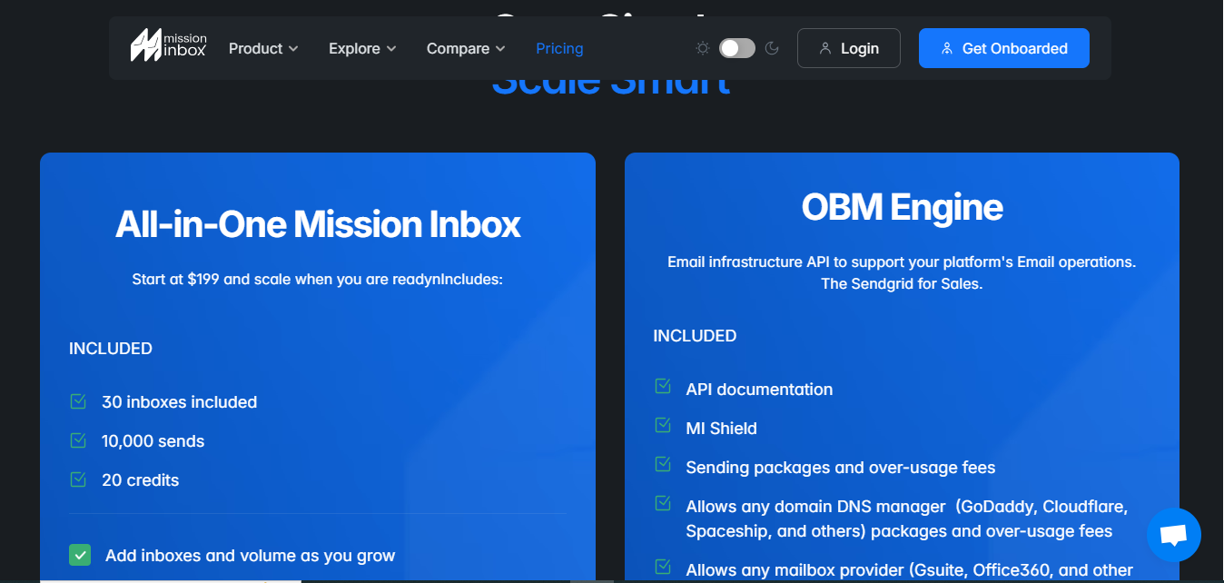 Mission inbox pricing