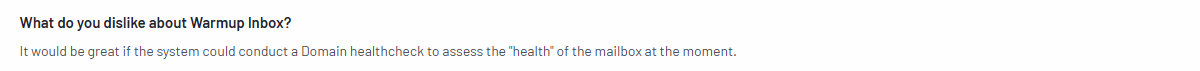 Warmup inbox user review on G2.com