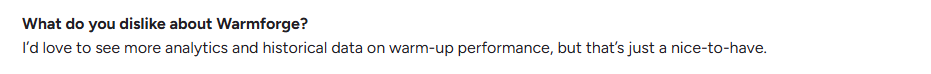 Warmforge user review on G2.com