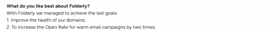 Folderly user review on G2.com