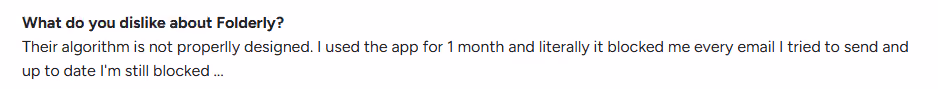 Folderly user review on G2.com