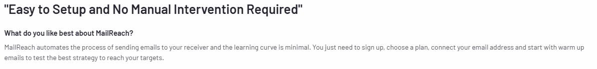 Mailreach review on g2.com by its users