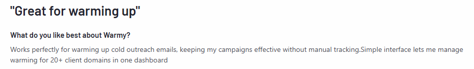 Warmy.io review on g2.com by the user