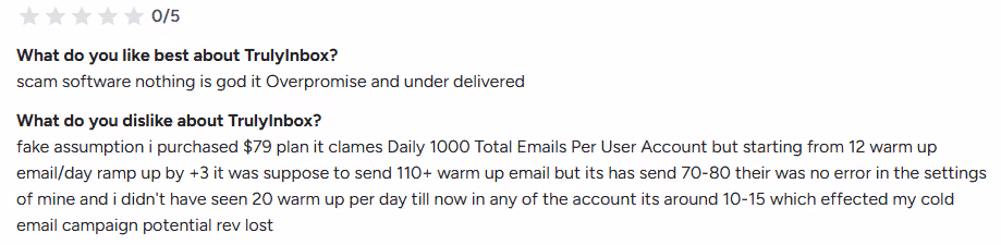 Trulyinbox user frustration about fake promises and poor delivery