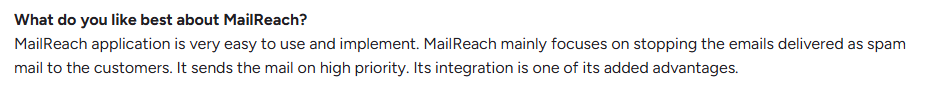 Mailreach user feedback about spam protection
