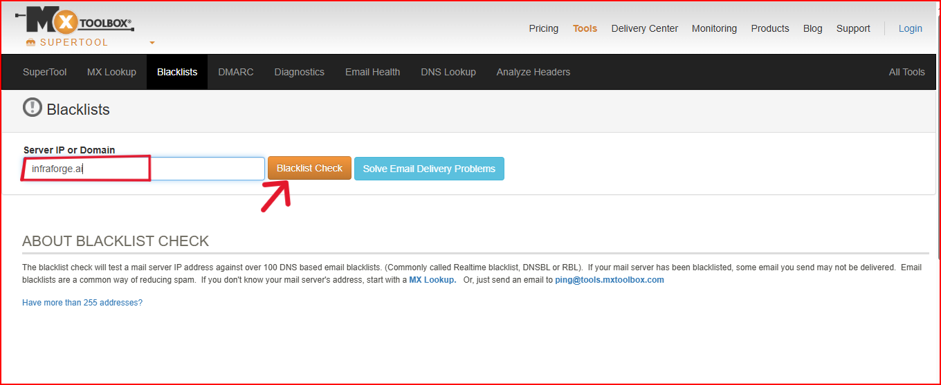 Mx Tool Box blacklist checker 