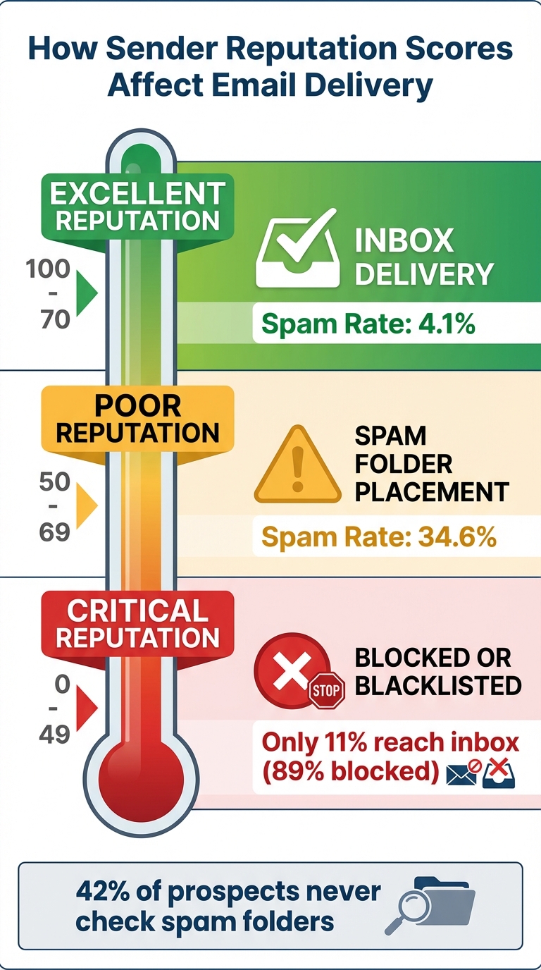 Email Sender Reputation Score Ranges and Deliverability Outcomes