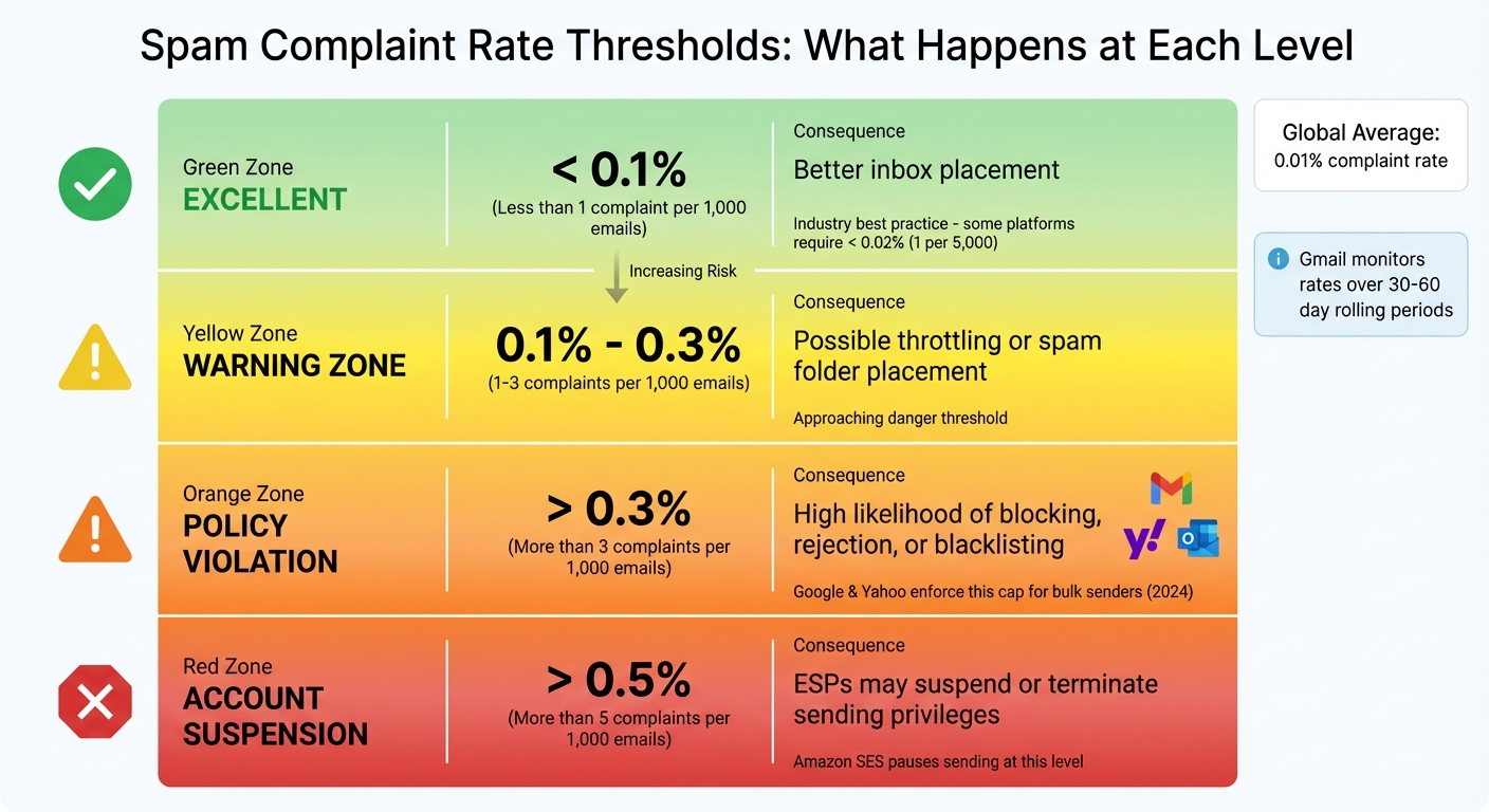 Email Spam Complaint Rate Thresholds and Consequences