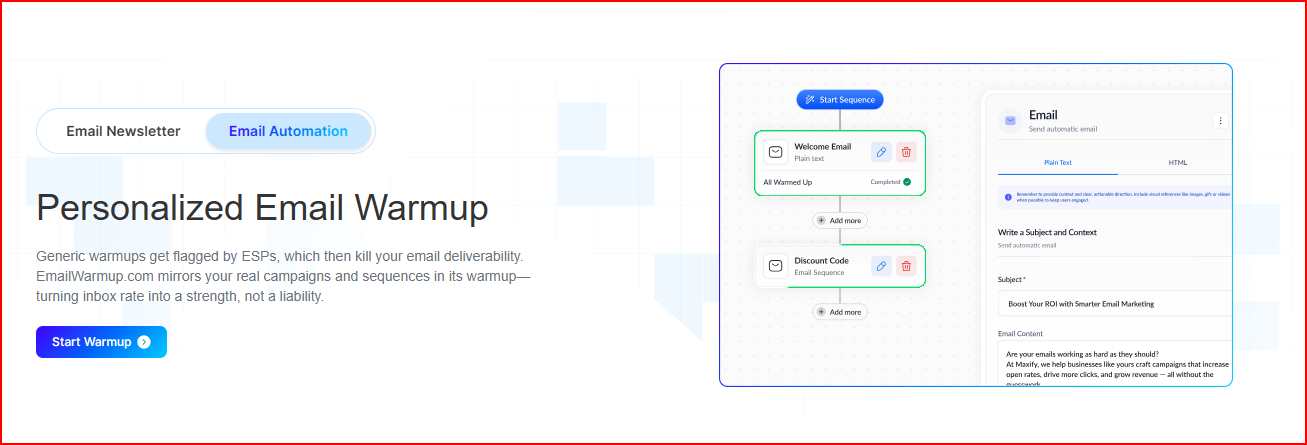 Emailwarmup Personaliaed emails