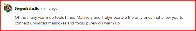 Mailvery user feedback about its pure warm-up focused nature