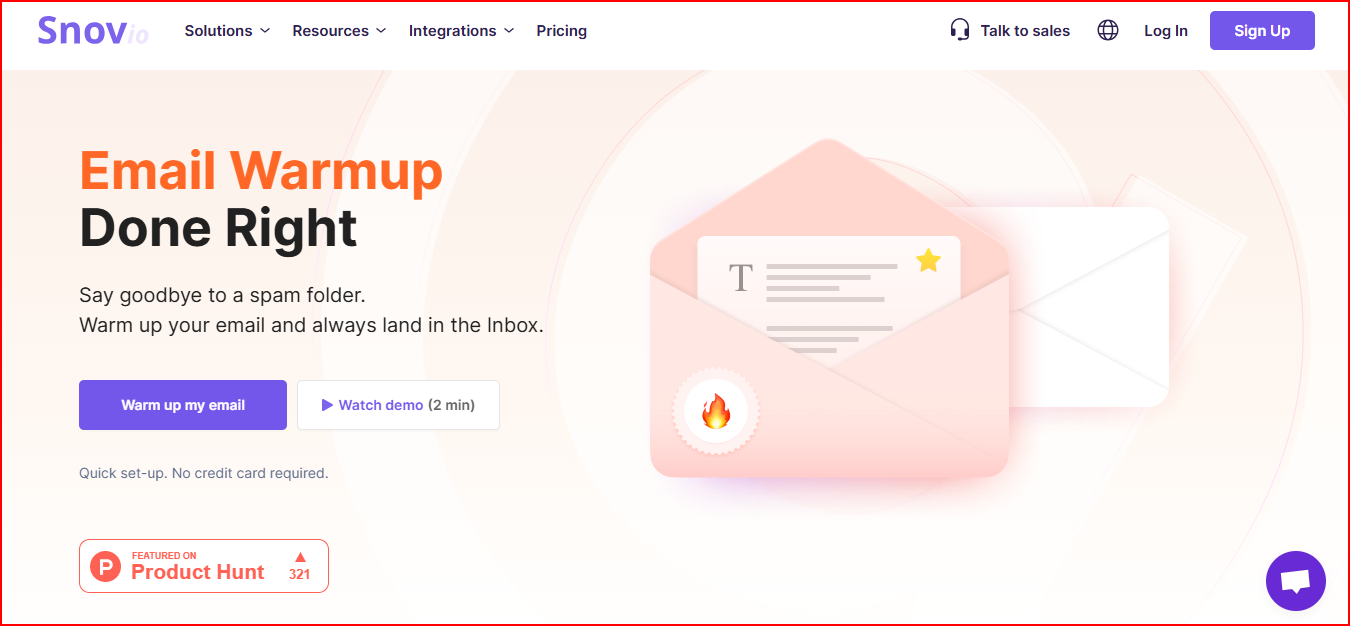 Snov.io email warmup home page