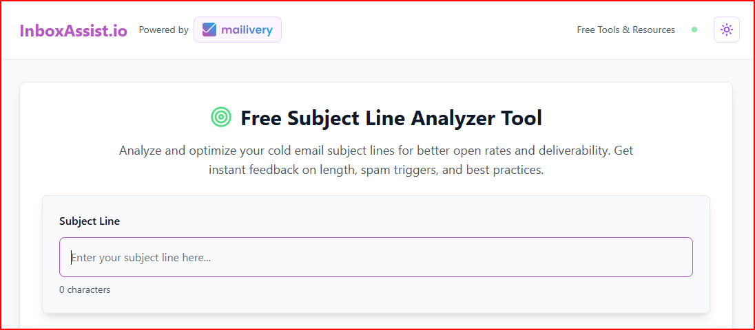 Mailvery Free Subject Line Analyser tool