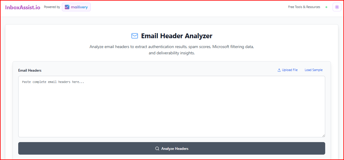 Mailvery Free Email Header Analyser tool