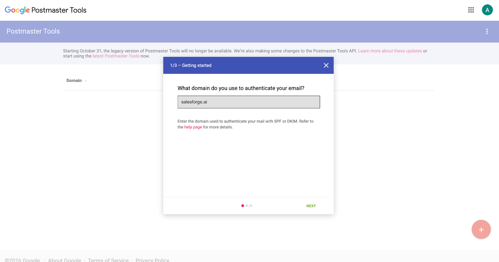 Adding Domain in Google Postmaster