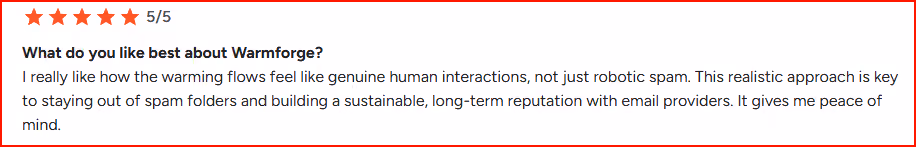 Warmforge user complimenting about its steady reputation